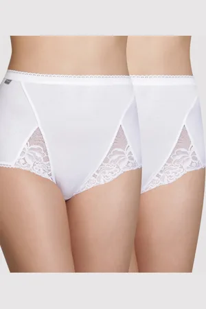 Playtex Lot de deux culottes taille haute coton blanches Coton Stretch