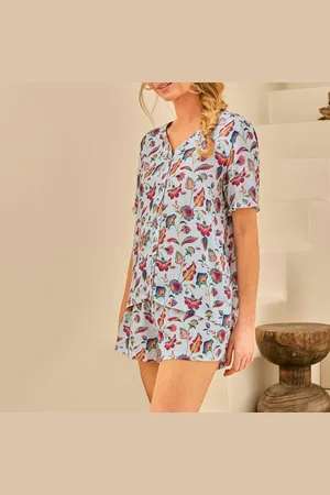 Becquet Pyjama short motif florale en viscose