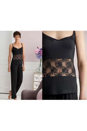 Becquet Pyjama Femme Dentelle - HOMEWEAR - Noir en coton