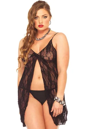 Leg Avenue Nuisette Ouverte et String Ficelle Grande Taille en dentelle