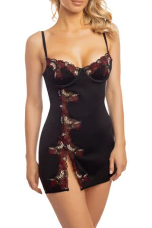 Oh La La Cheri Nuisette brodée avec fente sur le côté en nylon