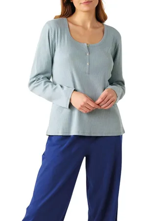ATHENA Pyjama long femme Confort Maille en coton