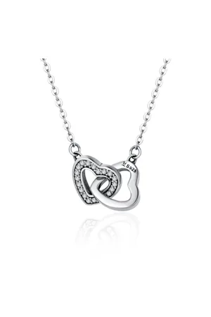 LesBijouxdeFelys Collier Cœurs Enlacés en Argent 925/1000 - Oxyde de Zirconium