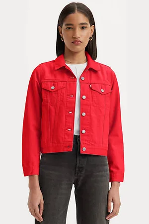 Veste en best sale jean rouge femme