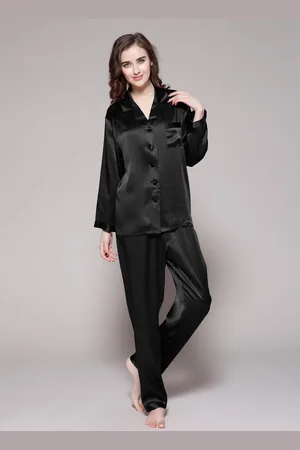 Lilysilk Pyjama En oie Femme Col V, Boutons Enveloppés De oie 100% oie Naturelle Doux Pour La Peau Et Respirant