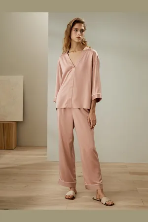 Lilysilk Pyjama 100 oie Col En V Manches Trois-Quarts 100% oie Convivial Pour Les Personnes Allergiques L