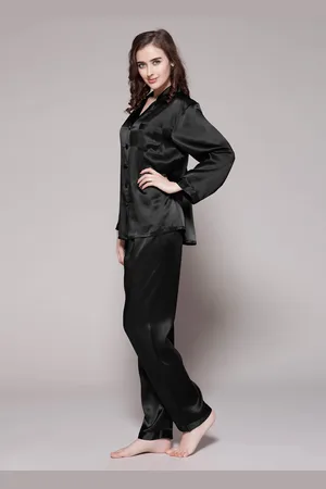 Lilysilk Pyjama oie Femme Revers Crantés, Boutons Enveloppés De oie 100% oie Pure Maintient L