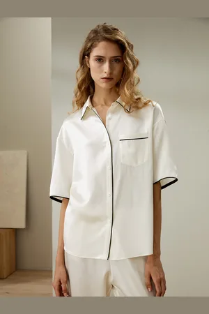 Lilysilk Pyjama oie Femme Tuyau Contrasté Coupe Décontractée 100% oie De Mûrier Respirant uper Léger