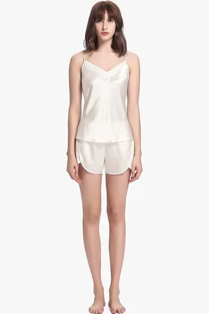 Lilysilk Caraco Blanc oie Femme hort Assorti, Ensemble Caraco 100% oie Naturelle Doux Pour La Peau Et Respirant M