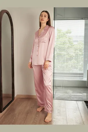 Lilysilk Pyjama En oie Rose Femme Avec Passepoil Classique Et Poches 100% oie Naturellement Antibactérien M