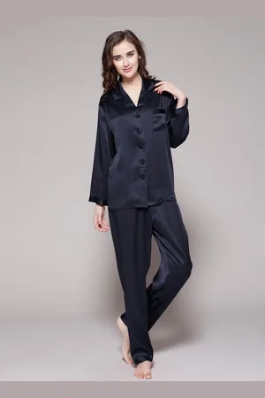 Lilysilk Ensemble Pyjama oie Femme Col V, Boutons Enveloppés De oie 100% oie Naturelle Profitez Du Toucher Doux Et Lisse De La oie L