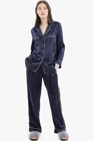 Lilysilk Pyjama Femme En oie Avec Passepoil Classique Et Poches 100% oie Pure Maintient L