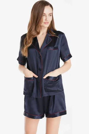Lilysilk Pyjama hort oie Femme Avec Passepoil Contrasté Et Poches 100% oie Naturellement Antibactérien L