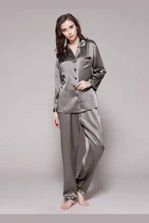 Lilysilk Pyjama Femme En oie Revers Crantés, Boutons Enveloppés De oie 100% oie Pure Maintient L