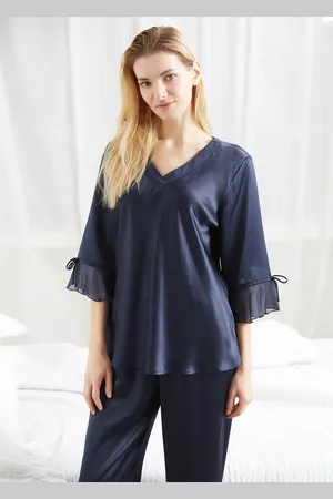 Lilysilk Pyjama 100 oie Femme Col V, Manches 3/4 100% oie Convivial Pour Les Personnes Allergiques