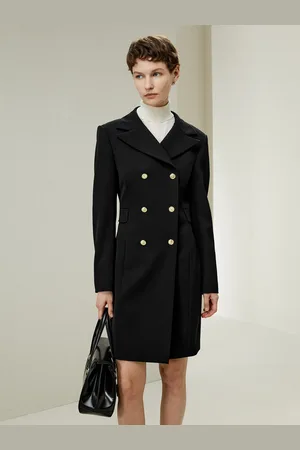 Lilysilk Manteau De Robe Femme Collier À Rabat, Double Boutonnage Tissu ergé En Laine Peignée ans Produits Chimiques Nocifs