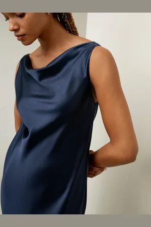 Lilysilk Robes oie Robe À Col Bénitier, Coupe En Biais 100% oie Naturelle Une Touche D