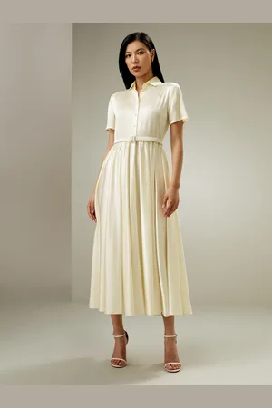 Lilysilk Robe En oie Longue Ceinture En oie Assortie, Col Chemise 100% oie Charmeuse ans Produits Chimiques Nocifs 40