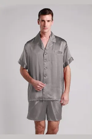 Lilysilk Uite De Pyjashort Pour Homme Tuyauterie De Couleur Assortie 100% oie Peut Être Essayé Confortable Brillant Lisse Doux M