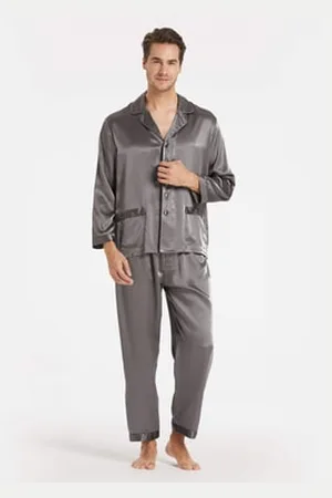 Lilysilk Pyjama En oie Classique Pour Homme Manches Longues Avec Poignets À Bandes oie De Mûrier Décontracté Et Confortable L