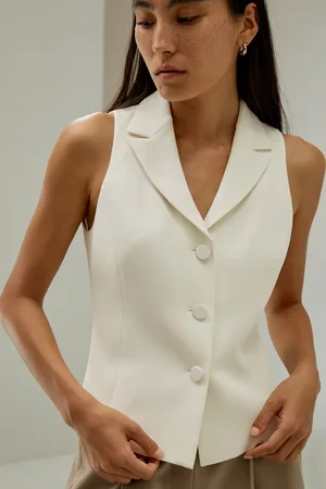 Lilysilk Gilet En oie Col À Revers Georgette De oie ophistiqué Et Élégant Naturellement Antibactériens 46