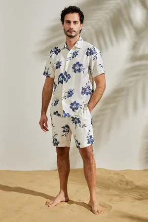 Lilysilk Chemise En oie Homme À Manches Courtes Imprimé Floral De Lys oie De Mûrier Doux Pour La Peau Et Respirant Xl