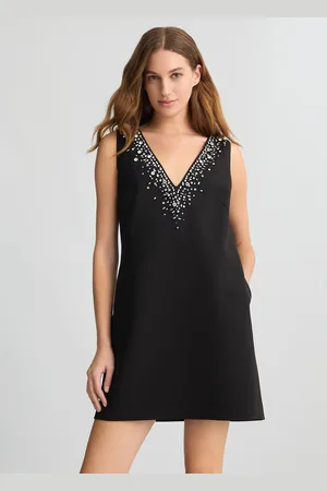 Liu Jo Liu Jo Robe Courte Noire Avec Broderies De Bijoux