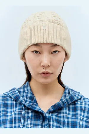 Acne Studios Cable Knit Beanie Hat - Femme Chapeaux Beige One Size