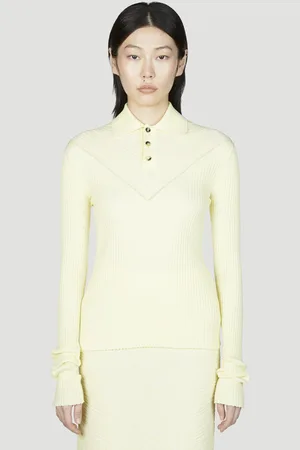 Bottega Veneta Longues Manchese Rib Top - Femme Hauts Yellow Xs