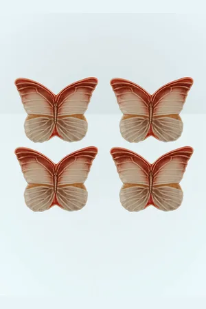 Bordallo Pinheiro Set Of Four Cloudy Butterflies Dessert Plates - Kitchen One Size
