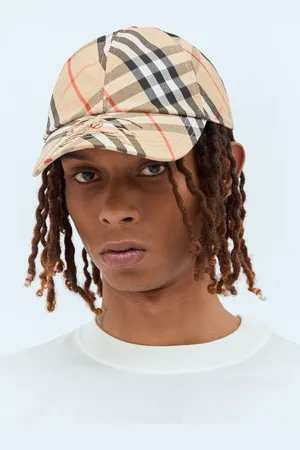 Burberry Check Baseball Cap - Homme Chapeaux Beige S