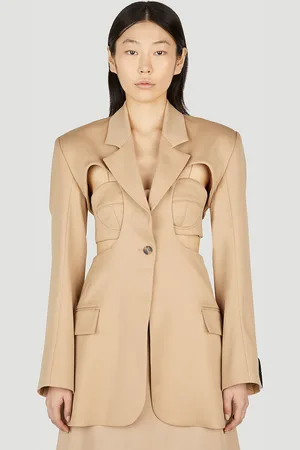 Rokh Exposed Bra Cut Out Blazer - Femme Blazers Beige Fr - 36