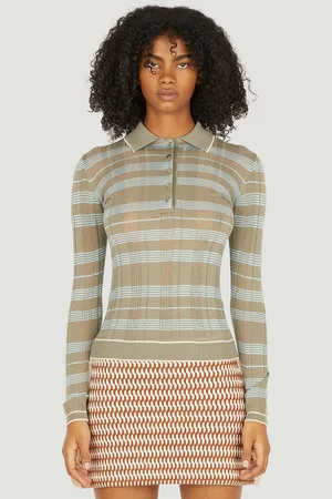 Durazzi Milano Striped Longues Manchese Polo Chemise- Femme Chemises Green Xs