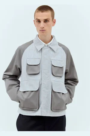 Thom Browne Thom Brune Seersucker Panels Field Jacket - Homme Blousons Grey 3