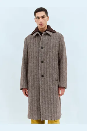DRIES VAN NOTEN Rank Herringbone Coat - Homme Manteaux S