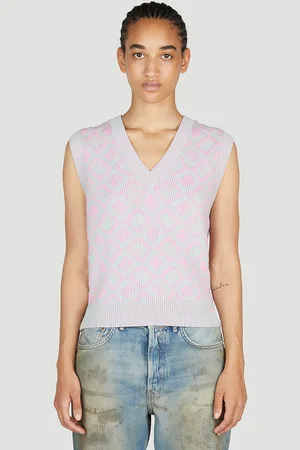 Acne Studios Diamond Jacquard Sleeveless Sweater - Femme Pulls Lilac Xs