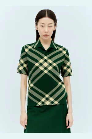 Burberry Check Polo Top - Femme Hauts Green S