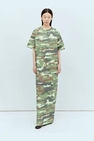 Acne Studios Maxi Robe Camo - Femme Robes Green Xxs