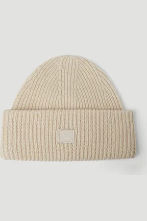 Acne Studios Face Patch Beanie Hat - Chapeaux Beige One Size