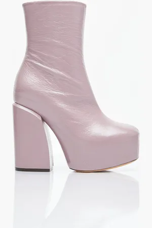 DRIES VAN NOTEN Platform Heel Leather Bottes- Femme Bottines Et Bottes Lilac Eu - 36