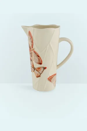 Bordallo Pinheiro Cloudy Butterflies Pitcher - Kitchen Cream One Size