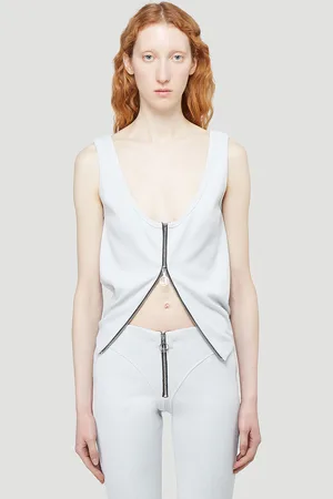 Lourdes Zip-up Vest Top - Femme Hauts Grey L