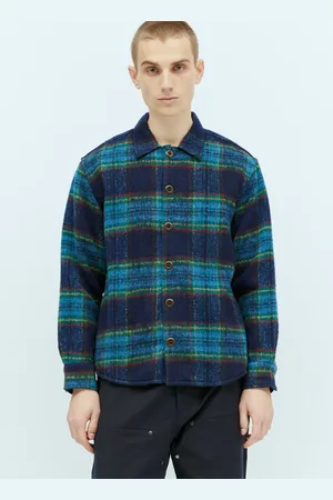 Brain Dead Brushed Rancher Flannel Shacket - Homme Chemises Navy S