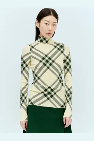 Burberry Ribbed Check Sweater - Femme Pulls Yellow Xs