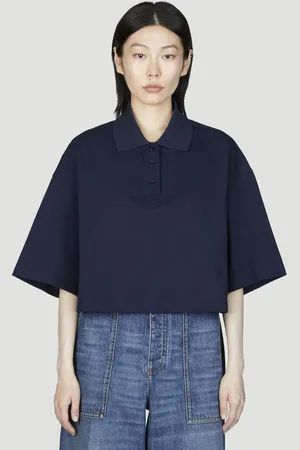 Bottega Veneta Cropped Polo Chemise- Femme Hauts Navy S