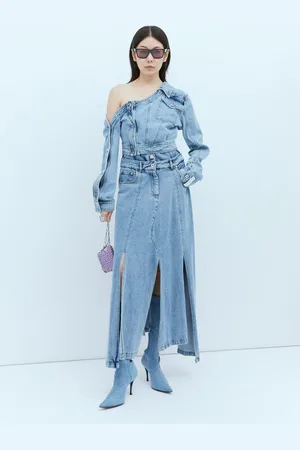 Rokh Asymmetric Neck Denim Jacket - Femme Blousons Eu - 34