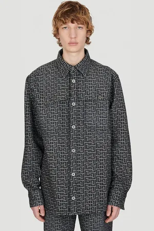 Balmain Jacquard Monogram Denim Chemise- Homme Chemises Eu - 48