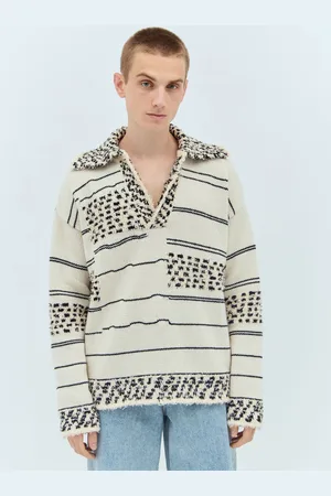 Bottega Veneta Contrast Pattern Knit Sweater - Homme Pulls Cream L