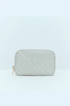 Bottega Veneta Small Intrecciato Zip Pouch - Femme Pochettes Grey One Size
