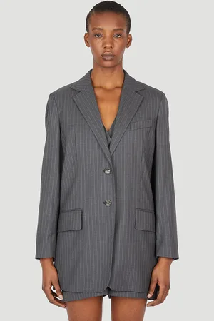 Max Mara Pinstriped Wool Blazer - Femme Blazers Grey It - 38